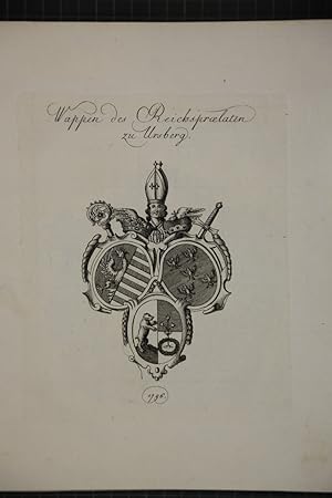 Wappen des Reichspraelaten zu Ursberg. Kupferstich aus dem Wappenwerk von Tyroff, unten datiert: