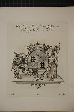 Wappen der Reichs Erbtruchsessen von Waldburg, Grafen von Zeil. Kupferstich aus dem Wappenwerk vo...