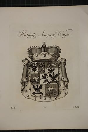 Hochfürstl. Auerspergl. Wappen. Kupferstich aus dem Wappenwerk von Tyroff, unten datiert: