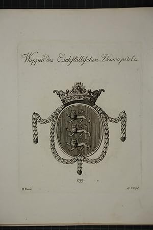 Wappen des Eichstättischen Domcapitels. Kupferstich aus dem Wappenwerk von Tyroff, unten datiert: