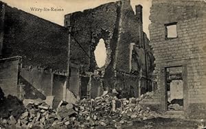 Ansichtskarte / Postkarte Witry lès Reims Marne, Gebäuderuine, Kriegszerstörung I. WK