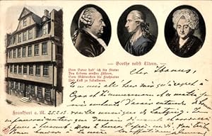 Ansichtskarte / Postkarte Frankfurt am Main, Goethe nebst Eltern, Gedicht, Goethehaus