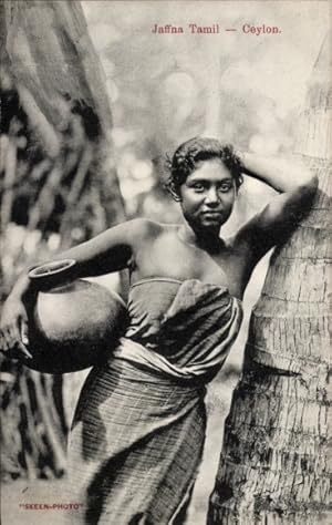 Ansichtskarte / Postkarte Ceylon Sri Lanka, Jaffna Tamil, Wasserträgerin, Portrait
