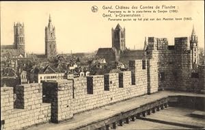 Ansichtskarte / Postkarte Gand Gent Ostflandern, Chateau des Comtes de Flandre, Panorama vu de la...