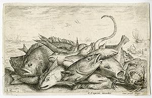 Antique Master Print-FISHING-HERMIT CRAB-Flamen-1648-1670