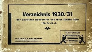 Schiffsliste 1930/31 Verzeichnis der Deutschen Reedereien und ihrer Schiffe über 100 BRT.