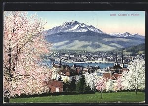 Ansichtskarte Luzern, Ortsansicht mit Pilatus