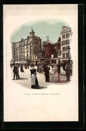 Künstler-Carte postale Paris, le Moulin Rouge, extérieur