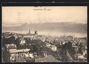 Ansichtskarte Lausanne, Ortsansicht mit den Alpen