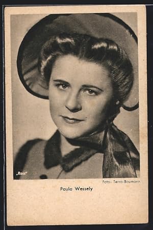 Ansichtskarte Schauspielerin Paula Wessely mit Hut