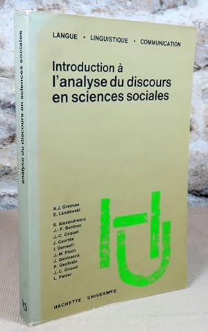 Image du vendeur pour Introduction  l'analyse du discours en sciences sociales. mis en vente par Latulu