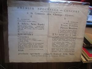 Image du vendeur pour Affiche originale: Premier Spectacle - Concert donn en fvrier 1920  la comdie des Champs Elyses: Le Boeuf sur le Toit. mis en vente par Magnus