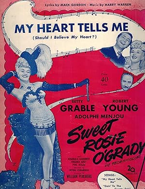 Imagen del vendedor de My Heart Tells Me ( Should I Believe My Heart ?) - From Sweet Rosie O'Grady - Vintage Sheet Music Betty Grable Cover a la venta por ! Turtle Creek Books  !