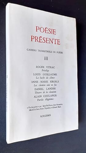 Image du vendeur pour Posie prsente. Cahiers trimestriels de posie. NIII, dcembre 1971. mis en vente par Le Livre  Venir