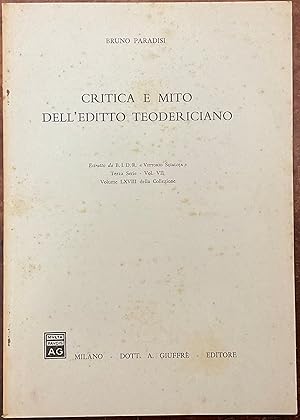 Imagen del vendedor de Critica e mito dell'editto Teodericiano a la venta por Libreria Il Morto da Feltre