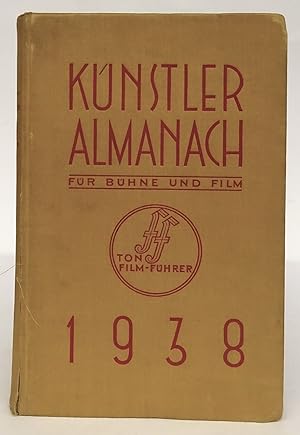 Bild des Verkufers fr Knstler-Almanach fr Bhne und Film 1938 (Neunte Ausgabe). zum Verkauf von Der Buchfreund