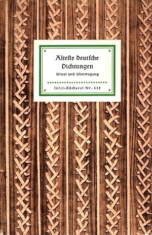 Bild des Verkufers fr lteste deutsche Dichtungen / Insel-Bcherei ; Nr. 432. zum Verkauf von Versandantiquariat Nussbaum