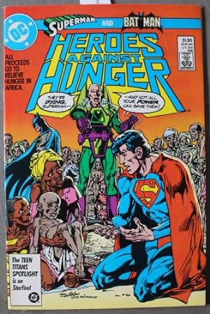 Imagen del vendedor de Superman and Batman (with Lex Luthor) in Heroes Against Hunger #1 (DC Comics Pub; August 1986; 52 pages including Covers; All-New Story/Art - NO Ads); to Relieve Hunger in Africa. a la venta por Comic World