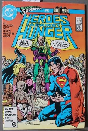 Bild des Verkufers fr Superman and Batman (with Lex Luthor) in Heroes Against Hunger #1 (DC Comics Pub; August 1986; 52 pages including Covers; All-New Story/Art - NO Ads); to Relieve Hunger in Africa. zum Verkauf von Comic World