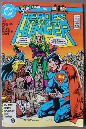 Imagen del vendedor de Superman and Batman (with Lex Luthor) in Heroes Against Hunger #1 (DC Comics Pub; August 1986; 52 pages including Covers; All-New Story/Art - NO Ads); to Relieve Hunger in Africa. a la venta por Comic World