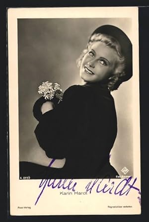 Bild des Verkufers fr Ansichtskarte Schauspielerin Karin Hardt, Autograph zum Verkauf von Bartko-Reher