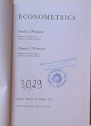 Image du vendeur pour Econometrics mis en vente par books4less (Versandantiquariat Petra Gros GmbH & Co. KG)