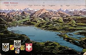 Ansichtskarte / Postkarte Bregenz am Bodensee Vorarlberg, Bodenseekarte, Gebirge