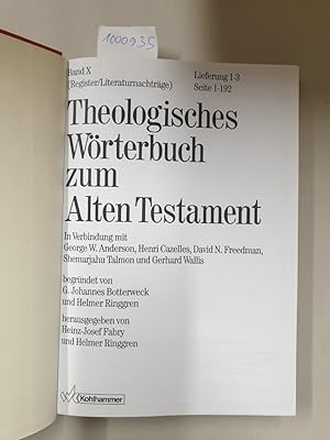 Theologisches Wörterbuch zum Alten Testament : Band X : Register / Literaturnachträge :