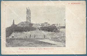 SAN MINIATO, Pisa. Piazza Duomo e Torre. Cartolina d'epoca primi 1900