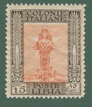 Colonie. LIBIA. Anno 1921. Serie Pittorica. Valore da cent. 15 bruno e arancio.