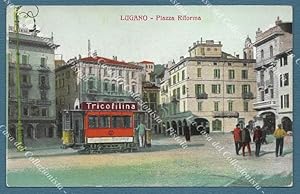 LUGANO, Svizzera. Piazza Riforma. Cartolina d'epoca viaggiata