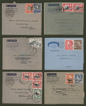 KENYA - UGANDA - TANGANYKA. 6 air letters 1948-1958 for England, Italy, Switzerland.
