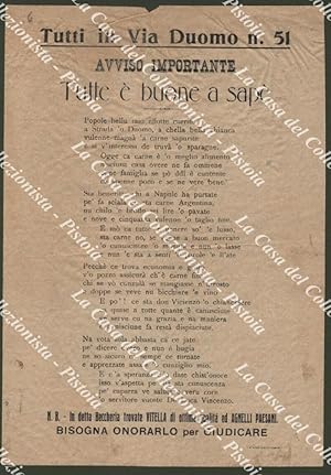 PubblicitÃ - NAPOLI UNA MACELLERIA INIZIO 1900: âTutti in Via Duomo n. 51. Avviso importante. T...
