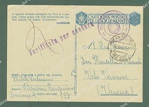 SECONDA GUERRA. POSTA MILITARE 137 SEZ.A. Bollo nero su cartolina in franchigia del 12.6.1943