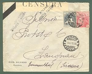 REGNO. Lettera per la Svizzera del 09.08.1916 da Genova.