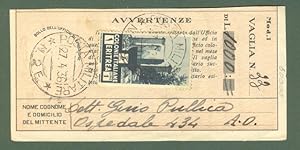 Storia postale Regno. GUERRA D'AFRICA POSTA MILITARE * N.2 E".su ricevuta di vaglia del 27.4.1936.