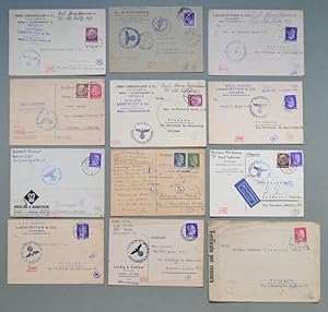 SECONDA GUERRA. Bolli di censura tedeschi e italiani. 12 tra lettere, cartoline postali e commerc...