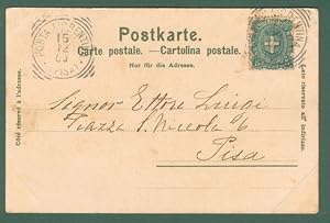 Storia postale Regno. PORTA FIORENTINA (Pisa). Tondo riquadrato, cartolina del 15.12.1900.