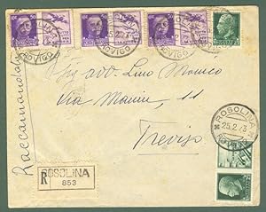 Storia postale Regno. Raccomandata del 25.02.1943.