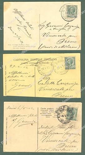 GUERRA DI LIBIA. 3 cartoline illustrate del 1912 con annulli di Posta Militare della seconda e qu...
