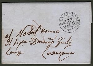 TOSCANA. MONTE - CATINI doppio cerchio nero su lettera per Lari del 24.8.1848