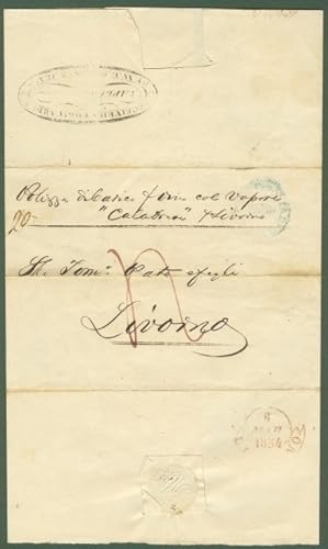 Prefilateliche - ANTICHI STATI. Lettera non affrancata del 1854.
