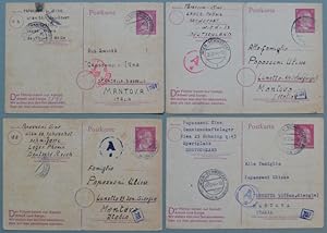 Seconda Guerra. Lavoratore italiano in Germania. 4 cartoline postali 23 ottobre 1944 - 5 febbraio...