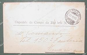 Storia postale MILITARE PRIMA GUERRA OSPEDALE DA CAMPO DA 200 LETTI N.219. Modulo del 27/10/1916
