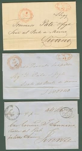 STRADA FERRATA LEOPOLDA. 3 lettere del 1855-59 per Livorno (2) e Firenze.