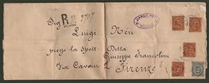 Storia postale. REGNO ITALIA. Grossa fascetta raccomandata del 14 Novembre 1892 da Milano a Firen...