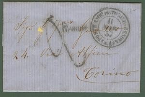 REGNO DI SARDEGNA. Ferrovia. Lettera da Genova per Torino del 11 Marzo 1857