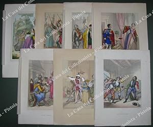 7 TAVOLE in litografia, prima metÃ 1800, a carattere storico.