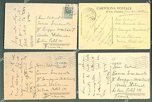 PRIMA GUERRA. 4 cartoline in franchigia indirizzate (marzo-maggio 1918) in Francia