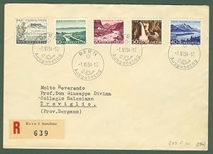 SVIZZERA. Lettera raccomandata del 1954 da Berna a Treviglio.